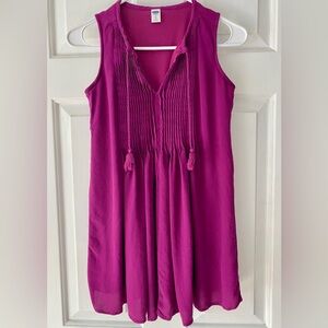 Old Navy Magenta Sleeveless Pintuck Swing Dress for Women